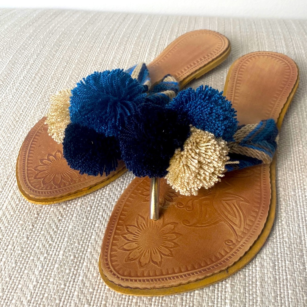 Handwoven Pom Pom Sandals